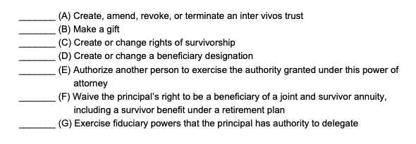 Filling Out a Power of Attorney Form Step 2: Grant Specific Authority